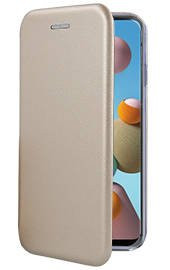Луксозен кожен калъф тефтер ултра тънък Wallet FLEXI и стойка за Samsung Galaxy A21s A217F златист 